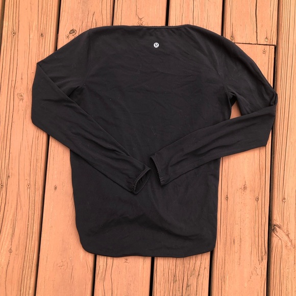 Lululemon Full Freedom Long Sleeve Top Black Yoga V-neck Style W3BABS Size 4 - Picture 6 of 11